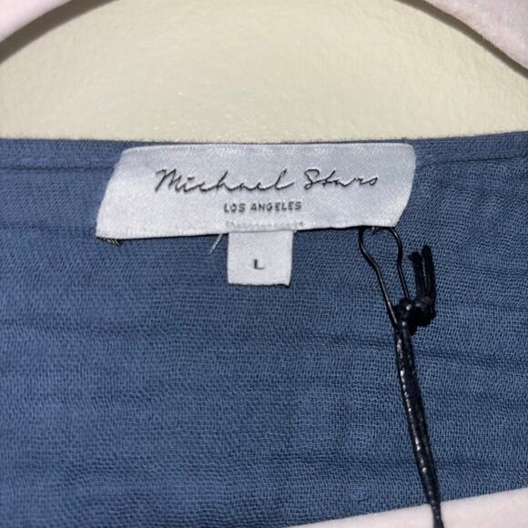 Michael Stars NWT Double Gauze Zia Button Down Top - Lake Blue - Size Large - Picture 12 of 15